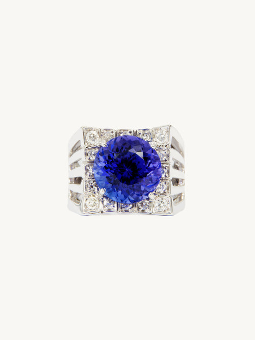 Veleka Deep Blue Sapphire Square Ring