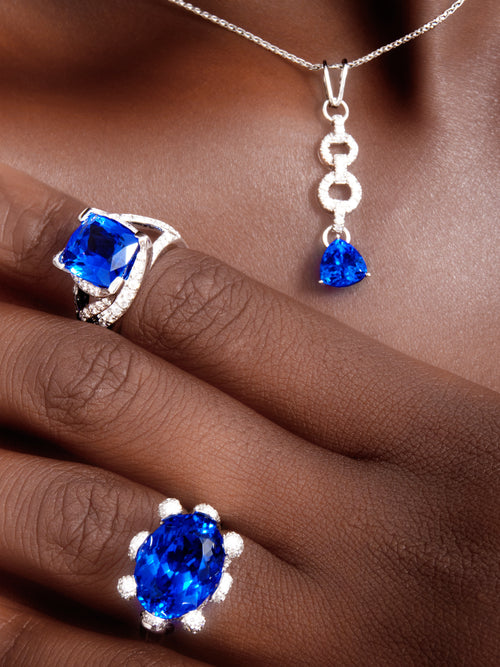 Veleka Sapphire Trilogy Pendant Necklace