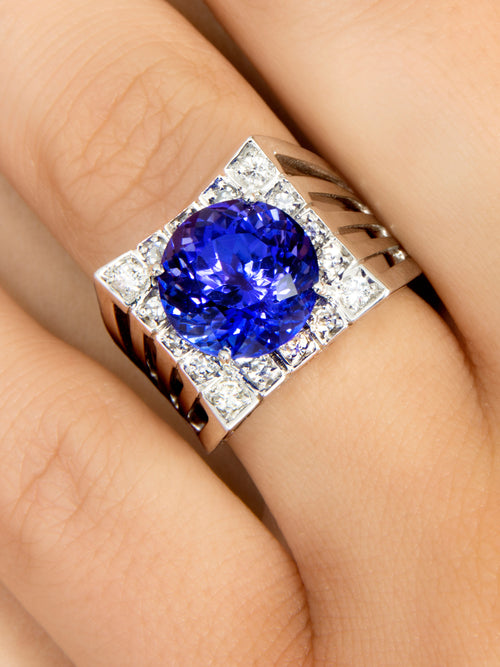 Veleka Deep Blue Sapphire Square Ring