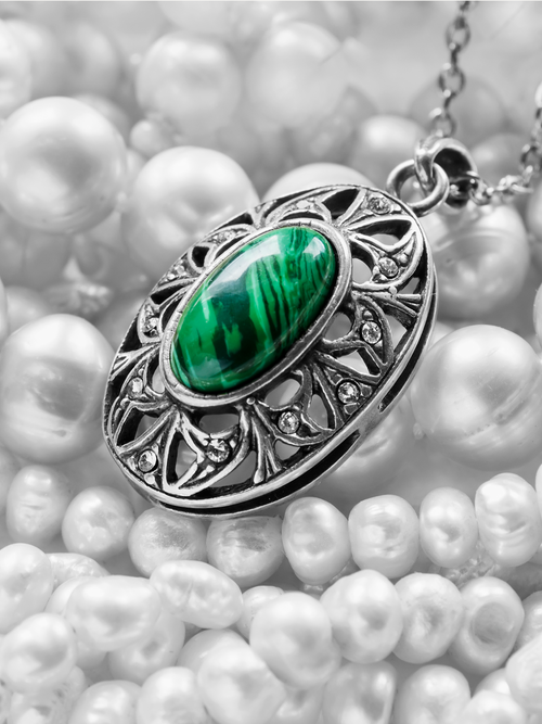 Veleka Drop Dangle Malachite Necklace