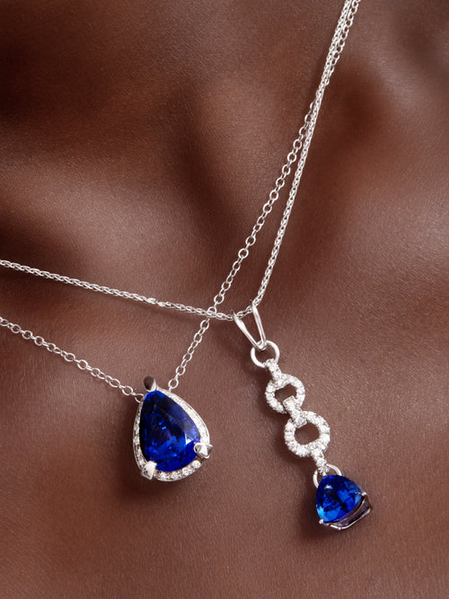 Veleka Sapphire Trilogy Pendant Necklace