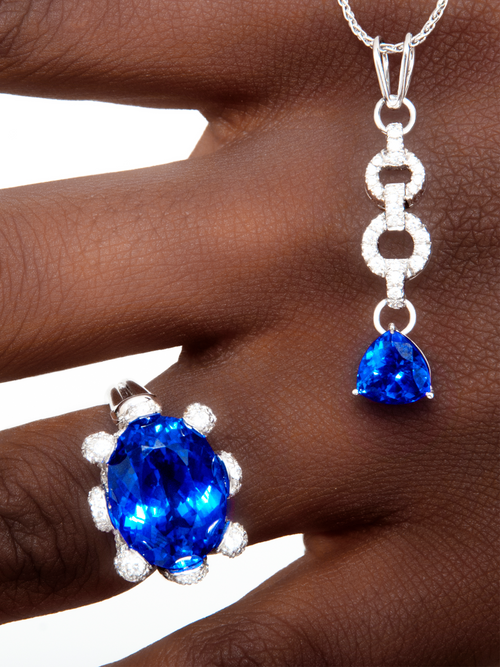 Veleka Deep Blue Sapphire Princess Ring