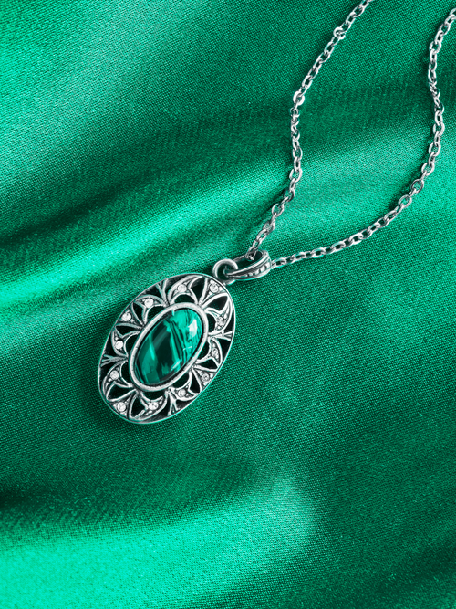 Veleka Drop Dangle Malachite Necklace