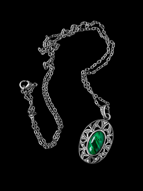 Veleka Drop Dangle Malachite Necklace