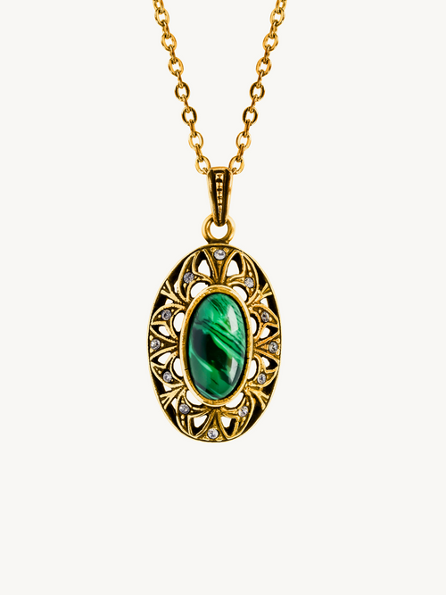 Veleka Drop Dangle Malachite Necklace