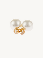 Yantra Pearl Ball Back Accent Stud Earrings