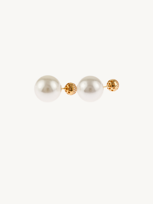 Yantra Pearl Ball Back Accent Stud Earrings
